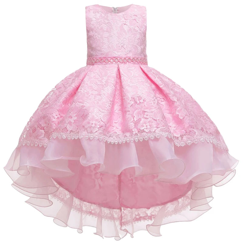 Robe cérémonie fille dentelle et fleurs – CLEVI Paris