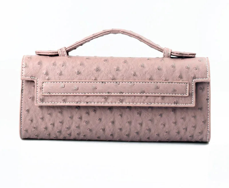 Pochette Femme Cuir PU Motif Autruche Tendance 27x12x5cm – CLEVI Paris