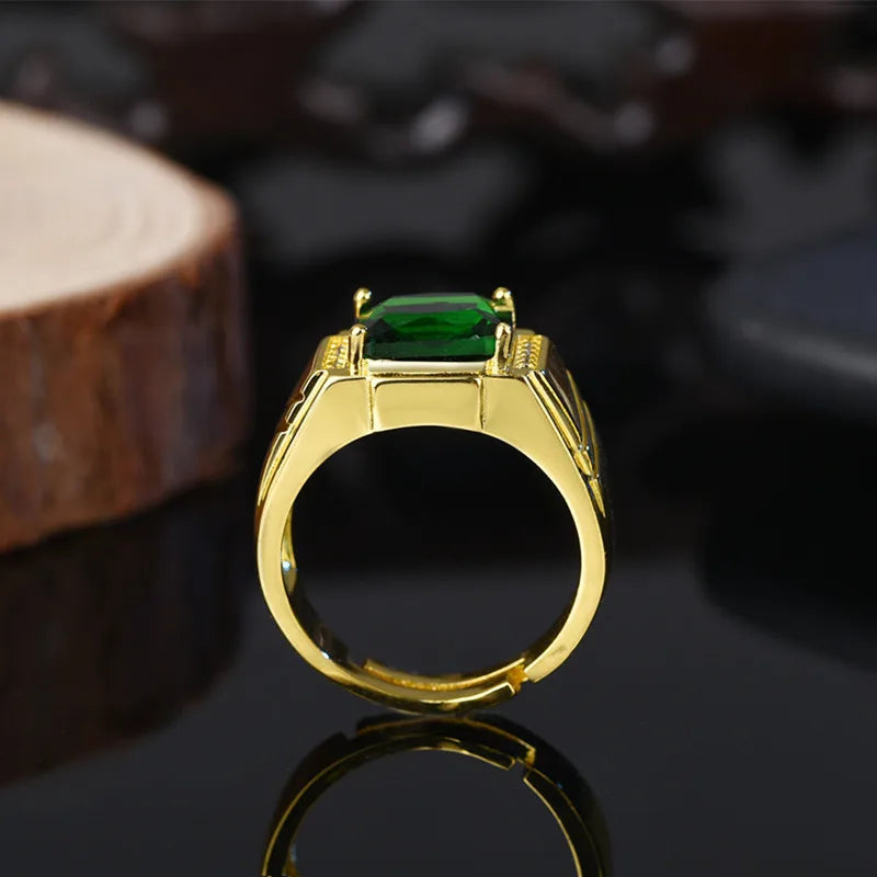 Bague Homme Ajustable en Cristal Vert, Or 18K – CLEVI Paris
