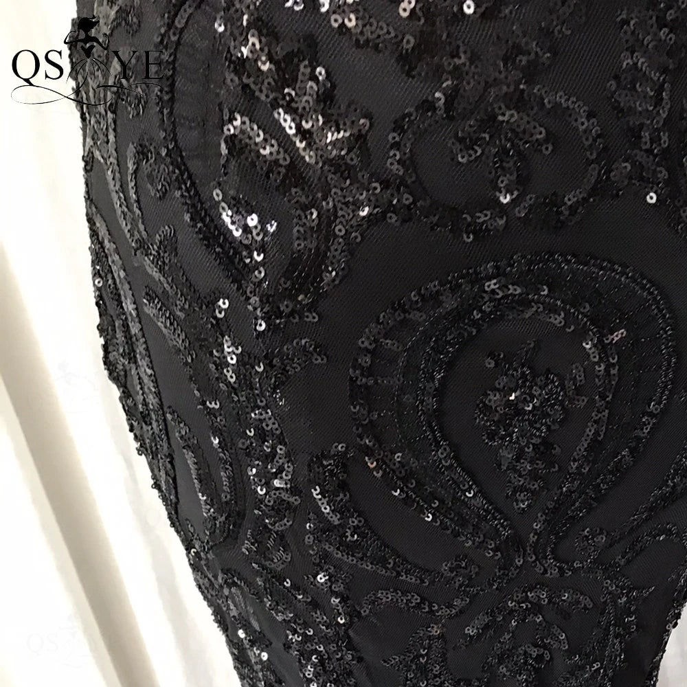 Robe de soirée sirène à paillettes une épaule – CLEVI Paris