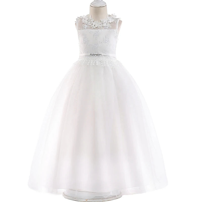 Robe cérémonie fille blanche en dentelle – CLEVI Paris