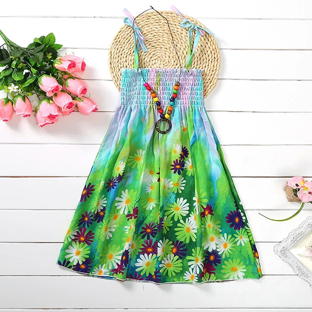 Robe fille bohème à fleurs et volants – CLEVI Paris