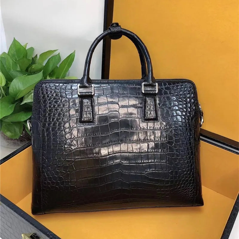 Mallette Zip Cuir Crocodile Homme Laptop 15" – CLEVI Paris