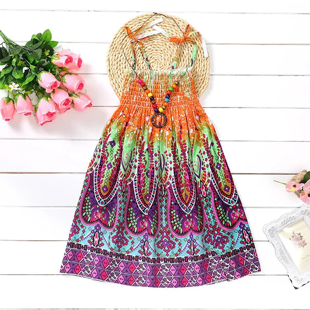Robe fille bohème à fleurs et volants – CLEVI Paris