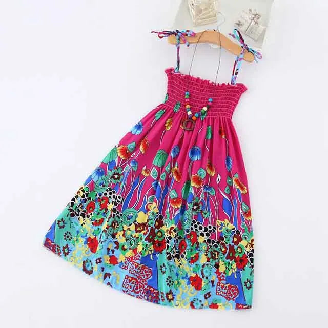 Robe fille bohème à fleurs et volants – CLEVI Paris