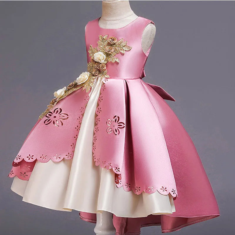 Robe fille fleurie sans manches pour fêtes – CLEVI Paris