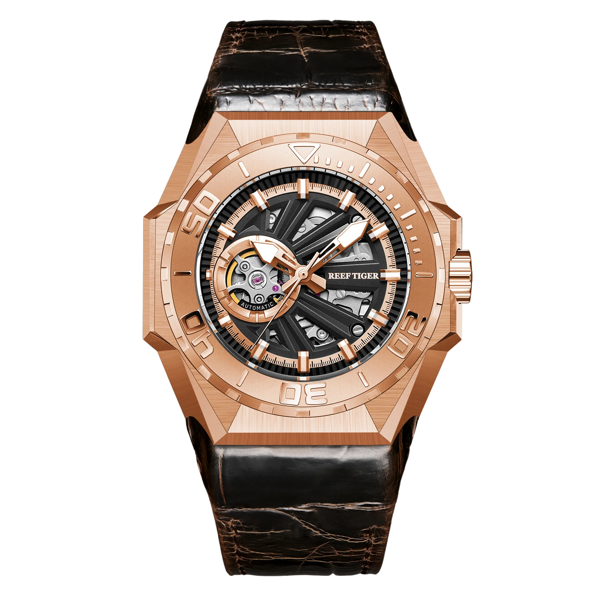 Montre Homme Automatique Squelette Sport Militaire Reef Tiger RGA6903-S – CLEVI Paris