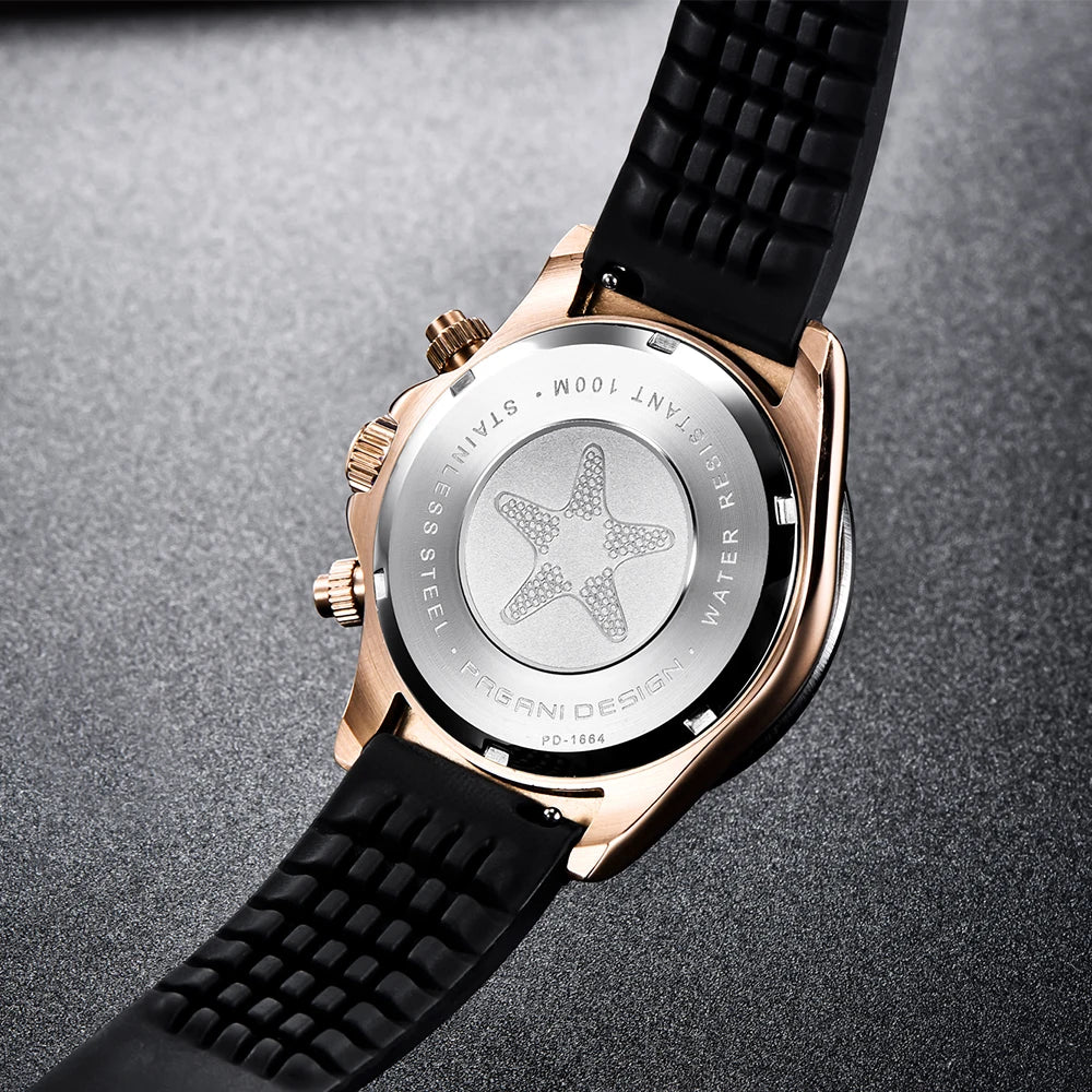 Montre Homme Quartz Chronographe Cadran Météorite Lunette Céramique Pagani Design PD-1664 – CLEVI Paris