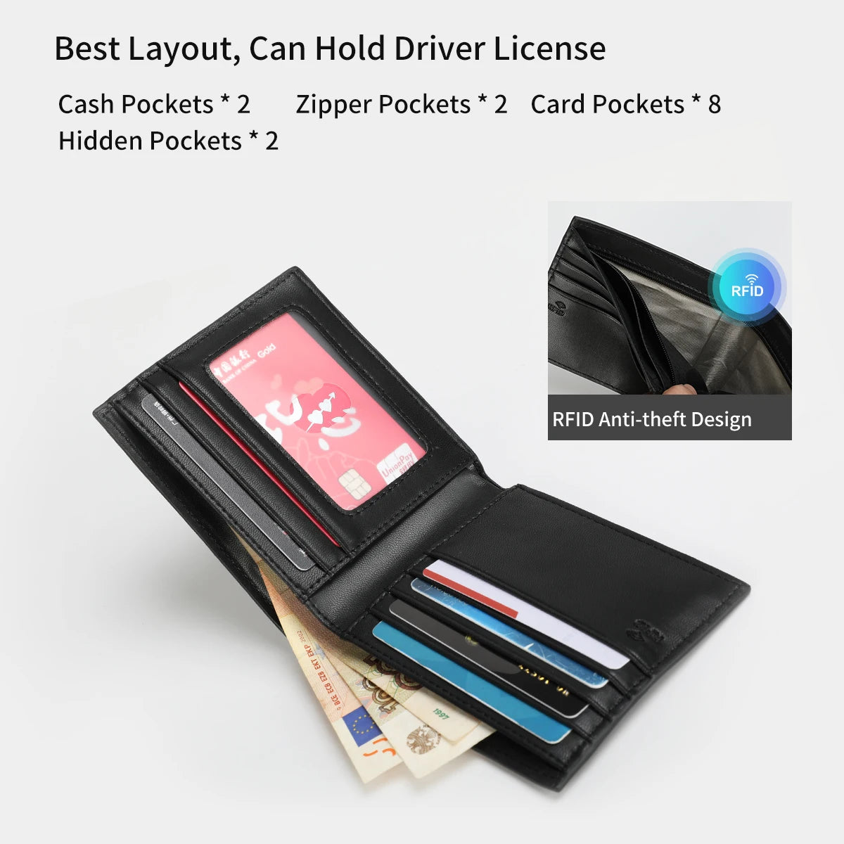 Portefeuille Slim Homme Anti-RFID Cuir PU Léger Boîte Cadeau – CLEVI Paris