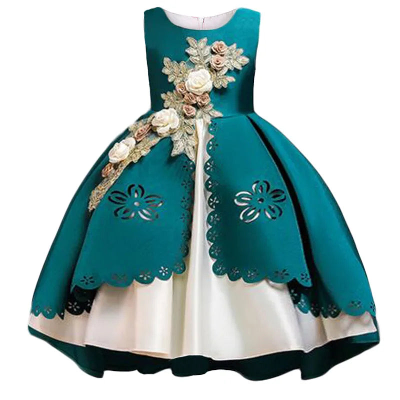 Robe fille fleurie sans manches pour fêtes – CLEVI Paris