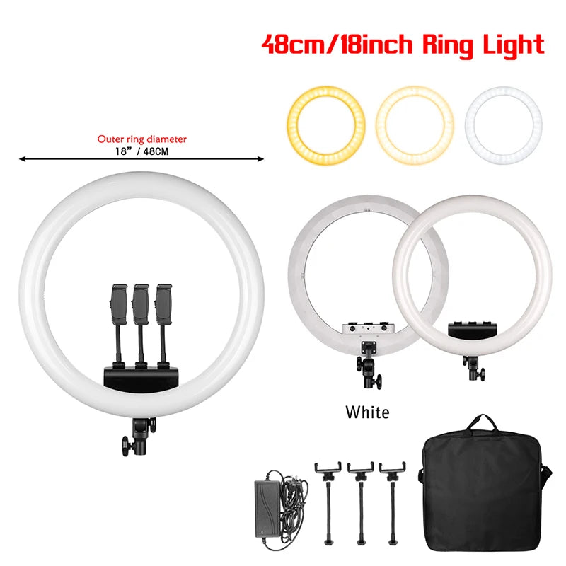 Anneau lumineux LED SH 45 cm, supports au choix – CLEVI Paris