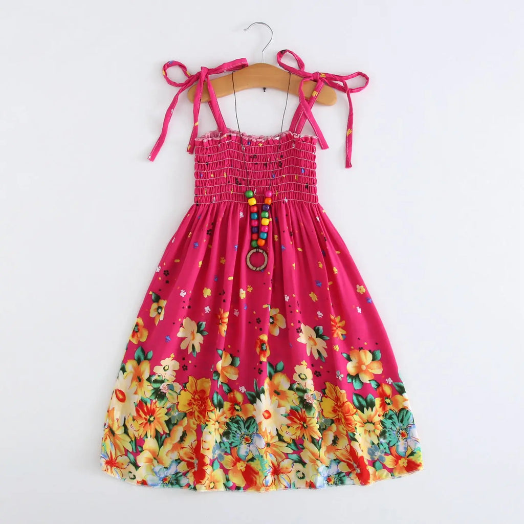 Robe fille bohème à fleurs et volants – CLEVI Paris
