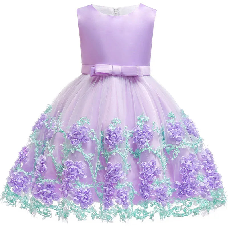 Robe de fête fille brodée sans manches – CLEVI Paris