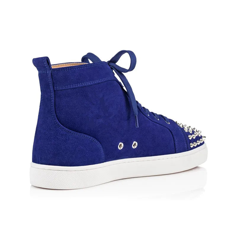 Sneakers Montantes Homme Suède Bleu Rivets Lacets – CLEVI Paris