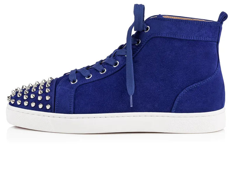 Sneakers Montantes Homme Suède Bleu Rivets Lacets – CLEVI Paris