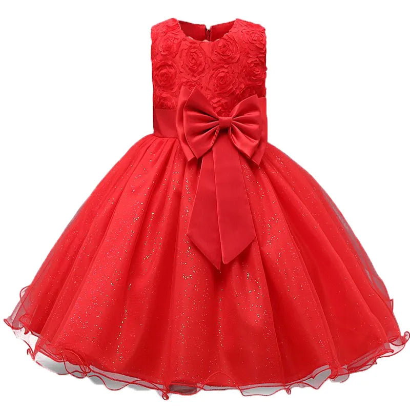 Robe de fête fille brodée sans manches – CLEVI Paris
