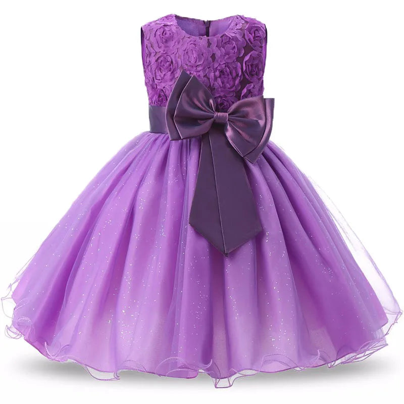 Robe de fête fille brodée sans manches – CLEVI Paris