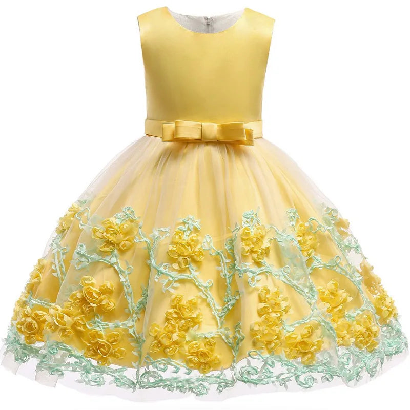 Robe de fête fille brodée sans manches – CLEVI Paris