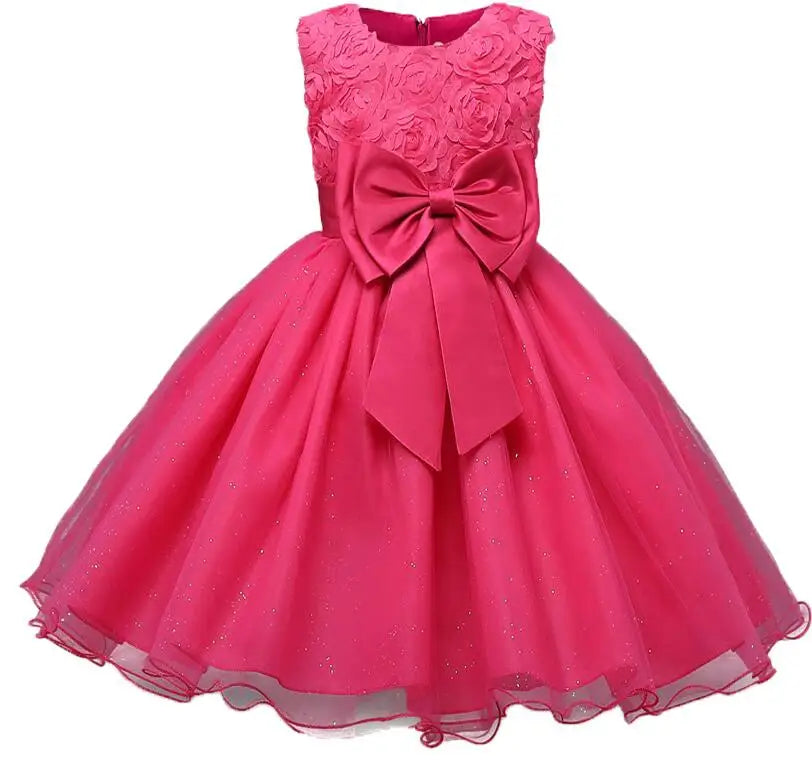 Robe de fête fille brodée sans manches – CLEVI Paris