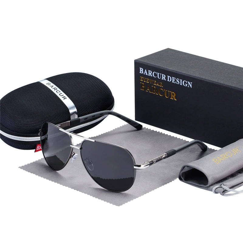 Lunettes de Soleil Aviateur Polarisées HD Homme – Monture Acier Inoxydable Verres TAC Miroir Anti-Reflets UV400 – CLEVI Paris
