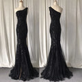 Robe de soirée sirène à paillettes une épaule – CLEVI Paris