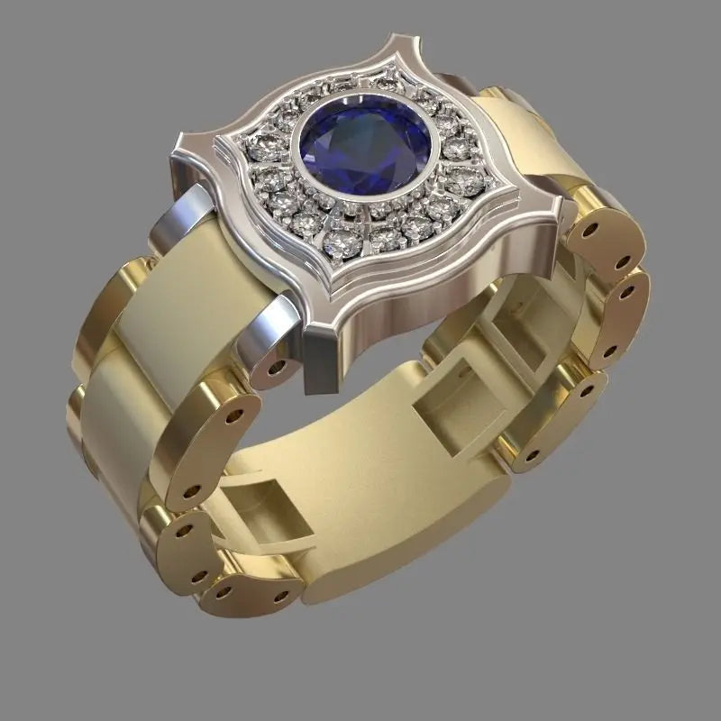 Bague Homme Bicolore en Laiton et Zircon Cubique – CLEVI Paris