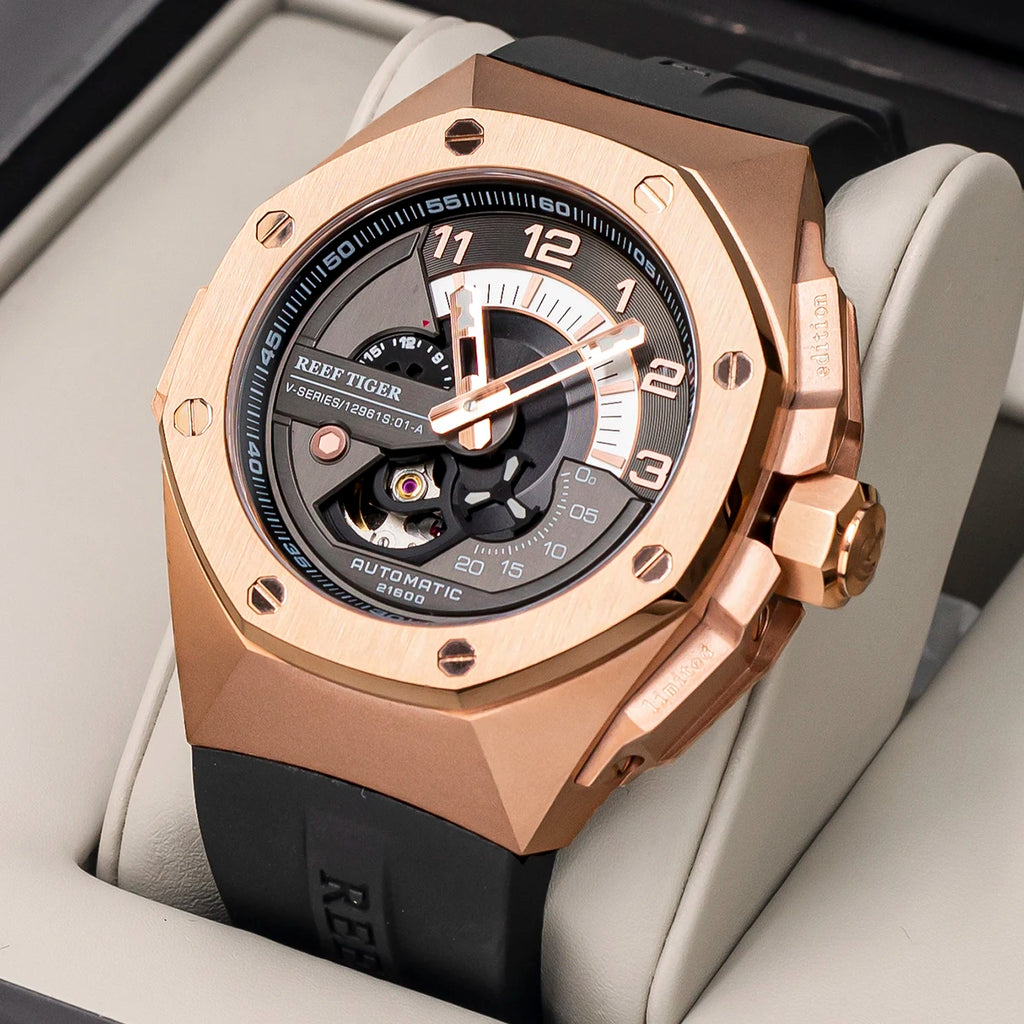Montre Homme Automatique Squelette Sport Or Rose Reef Tiger RGA92S7 – CLEVI Paris