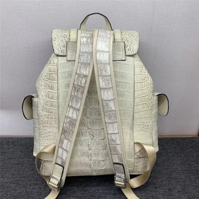 Sac à Dos Cuir Crocodile Homme Ivoire – CLEVI Paris