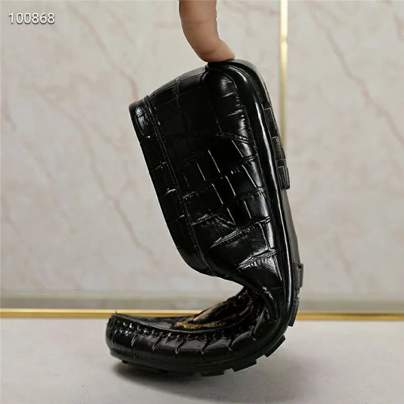 Mocassins homme noirs à motif – CLEVI Paris