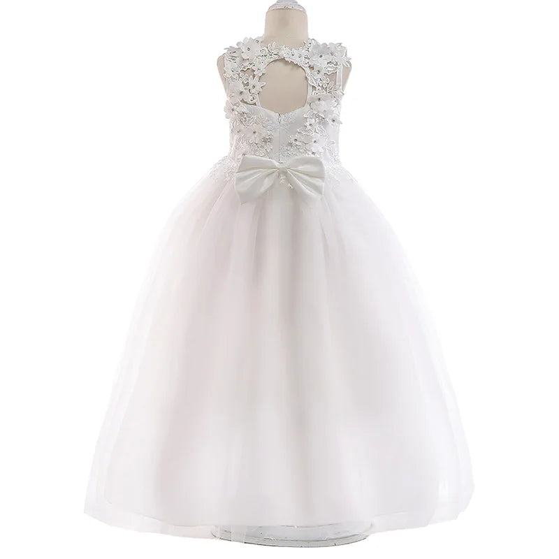 Robe cérémonie fille blanche en dentelle – CLEVI Paris