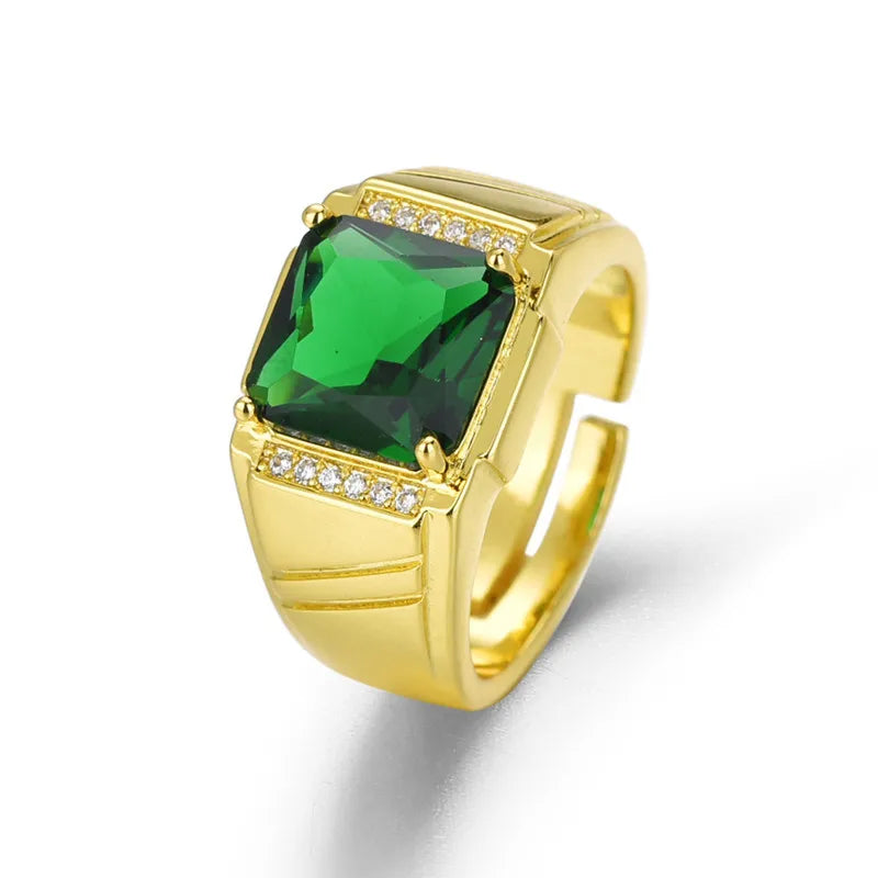 Bague Homme Ajustable en Cristal Vert, Or 18K – CLEVI Paris
