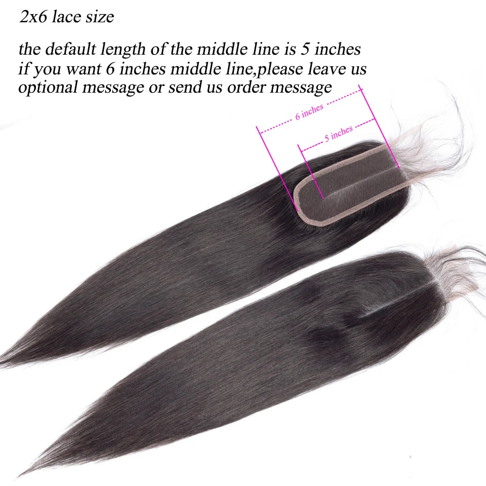 3 Mèches Straight Cheveux Humains Brésiliens Remy 12A + Closure 2x6 HD Lace – CLEVI Paris