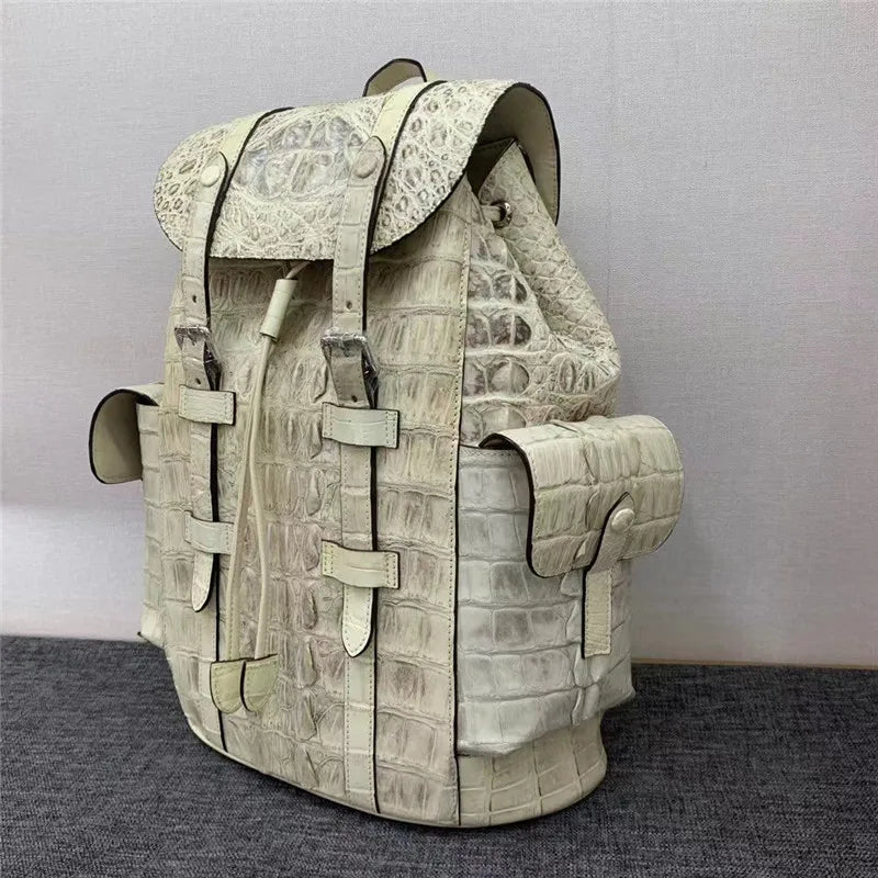 Sac à Dos Cuir Crocodile Homme Ivoire – CLEVI Paris