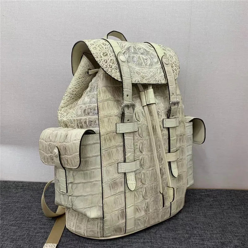 Sac à Dos Cuir Crocodile Homme Ivoire – CLEVI Paris