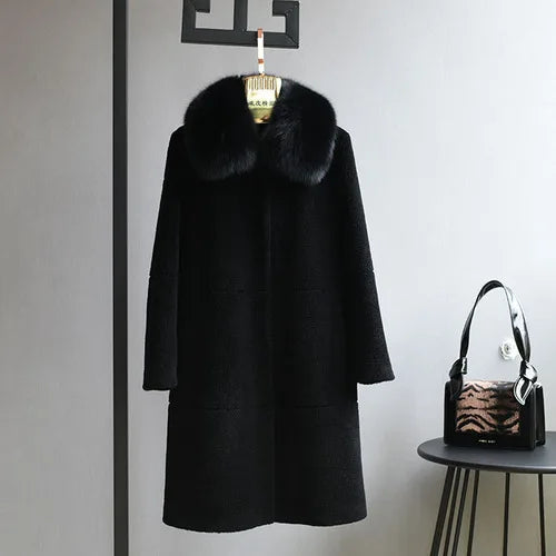Manteau femme en laine, col renard – CLEVI Paris