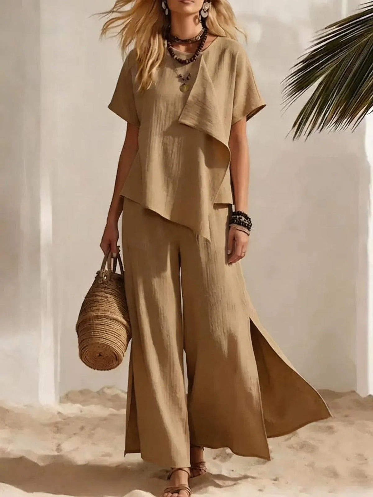 Ensemble femme haut asymétrique et pantalon – CLEVI Paris