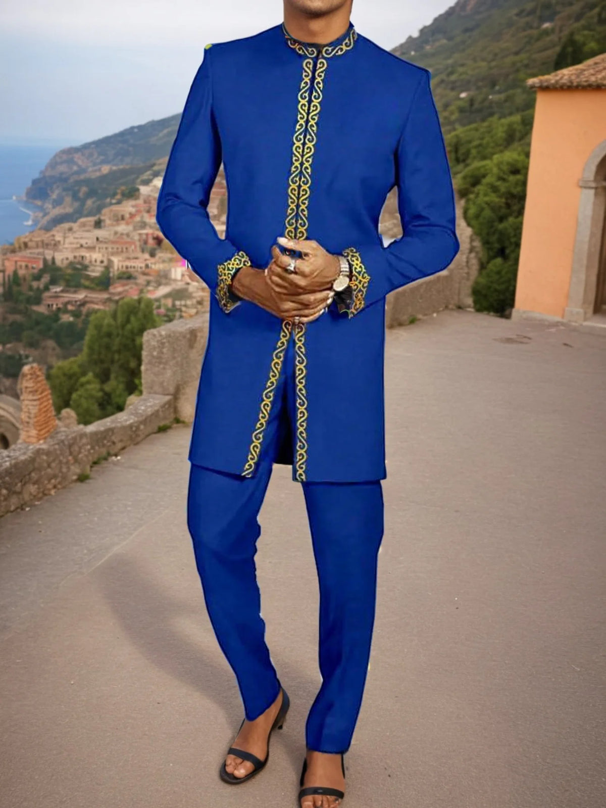 Ensemble 2 Pièces Homme Style Africain Broderie Tuxedo – CLEVI Paris