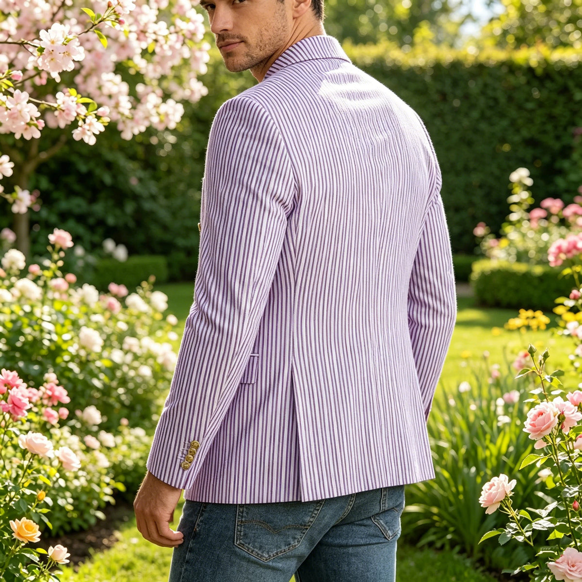 Blazer homme rayé double boutonnage – CLEVI Paris