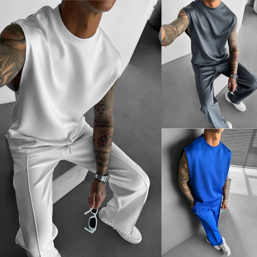 Ensemble 2 Pièces Homme Débardeur + Pantalon Sport Casual Été S-XXL – CLEVI Paris