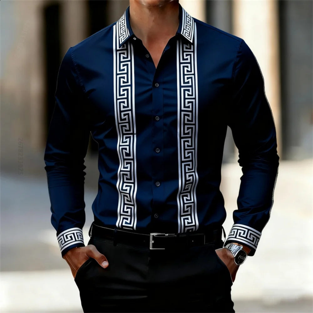 Chemise Imprimée Homme Manches Longues – CLEVI Paris