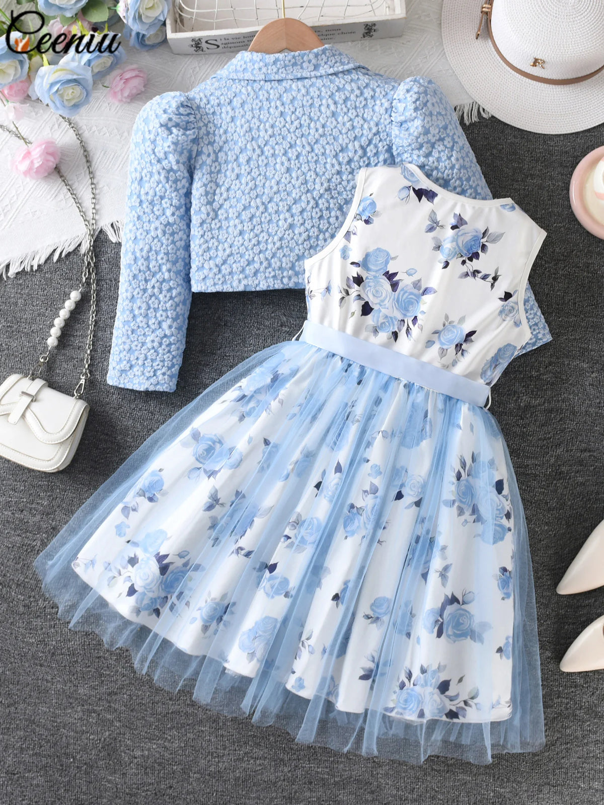 Ensemble fille robe et manteau de fête – CLEVI Paris