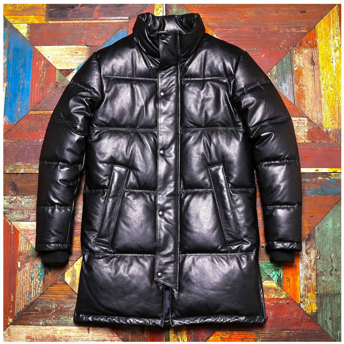 Manteau long homme en cuir de vache noir – CLEVI Paris