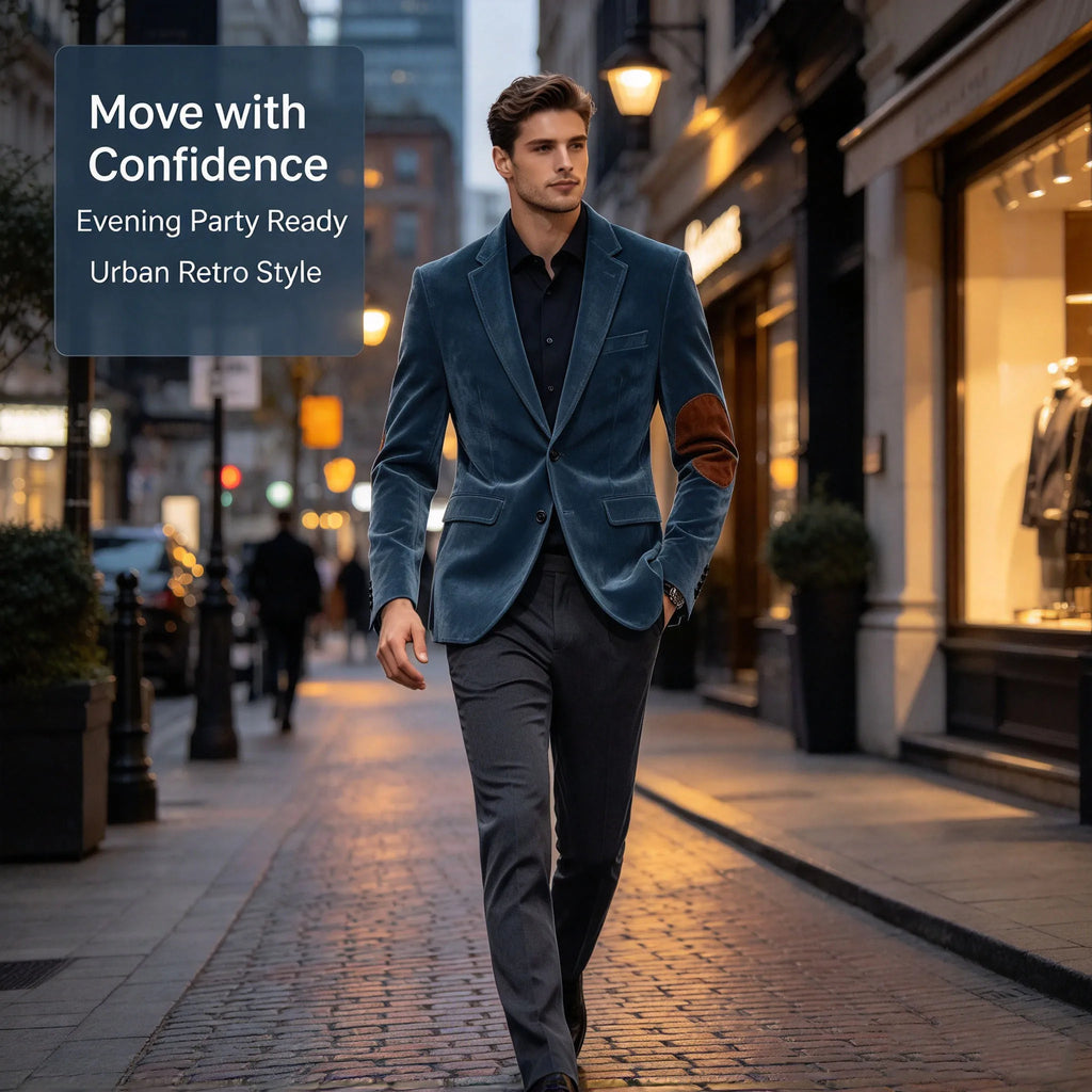 Blazer homme en velours à coudières – CLEVI Paris