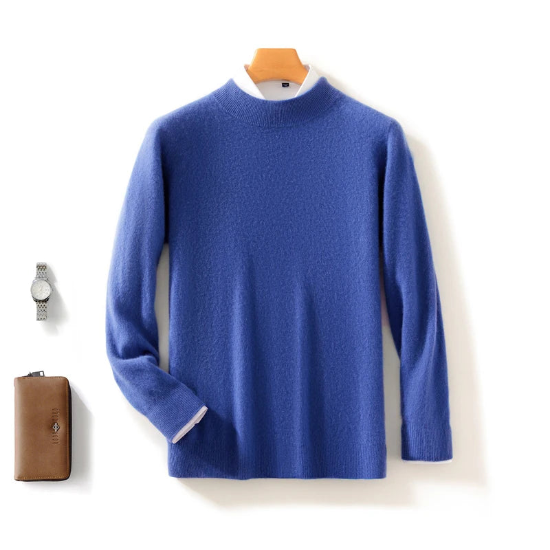 Pull homme en laine à col montant – CLEVI Paris