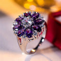 Bague fleur en cristal violet femme – CLEVI Paris