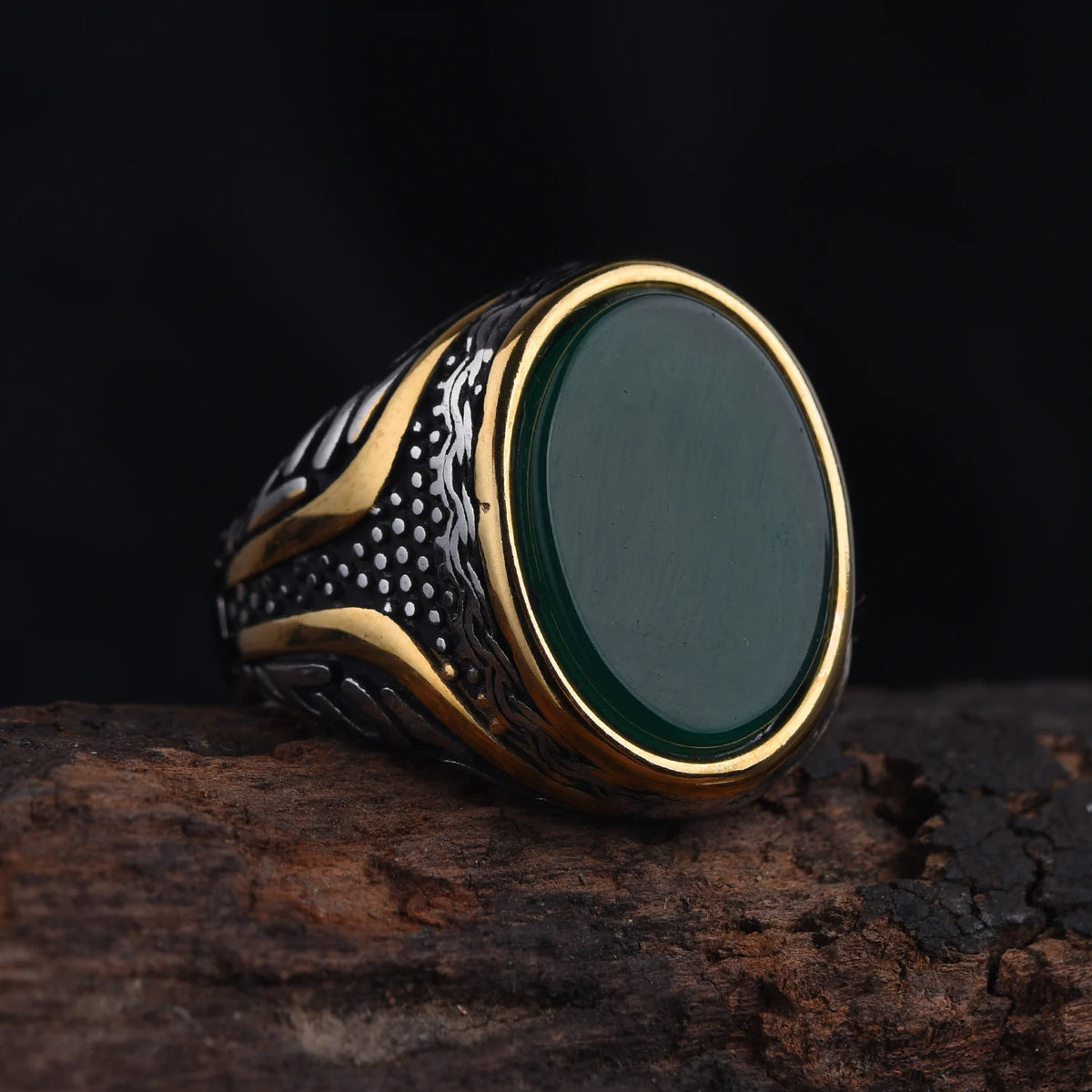 Bague Homme Pierre Acier Inoxydable Vintage – CLEVI Paris
