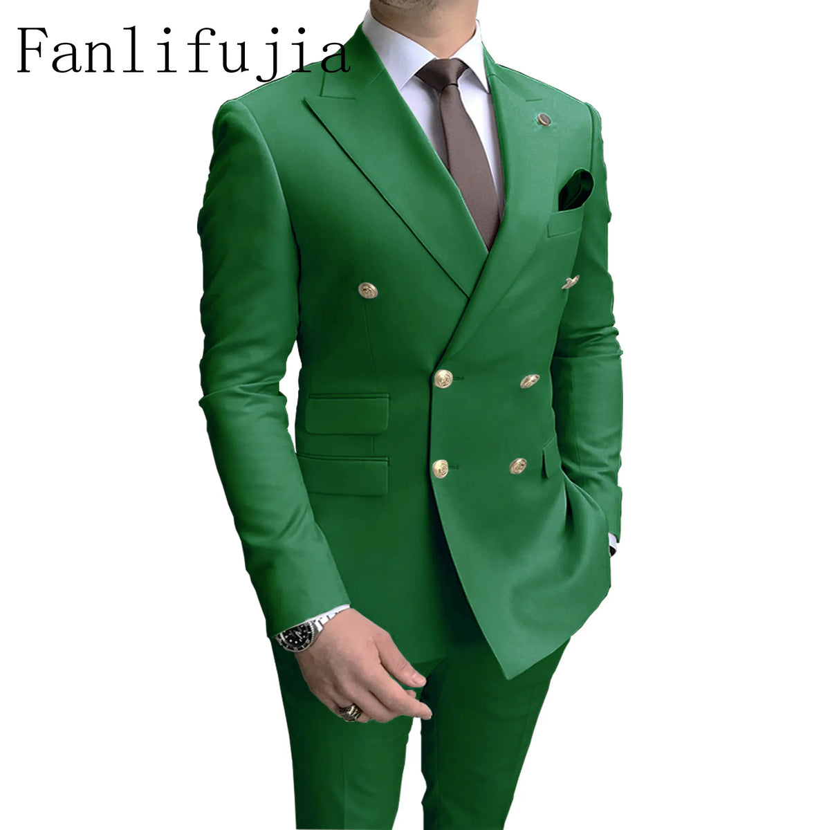 Costume Homme Double Boutonnage Fanlifujia – 2 Pièces Slim Fit Revers Pointe Boutons Dorés – 7 Coloris, XS à 5XL – CLEVI Paris