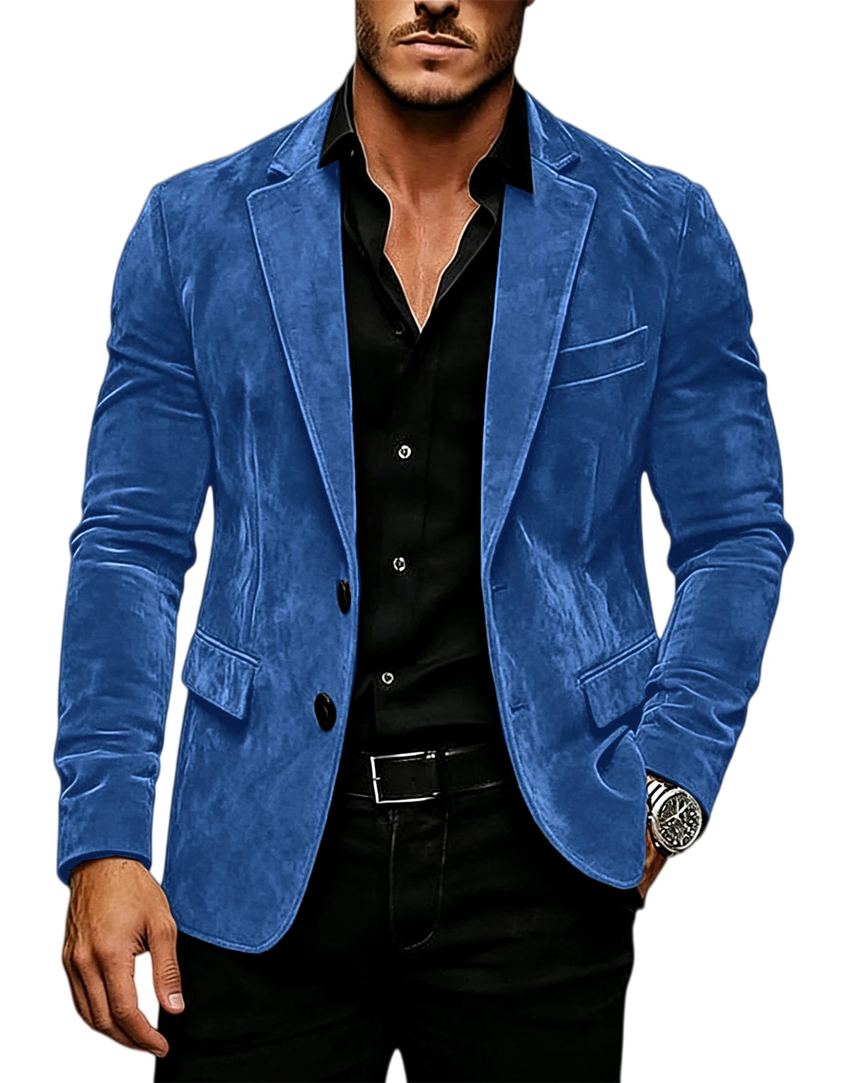 Blazer en daim vintage pour homme, coupe ajustée, 2 boutons, revers cranté, veste de costume décontractée, smoking formel pour affaires, mariage, fête, usage quotidien