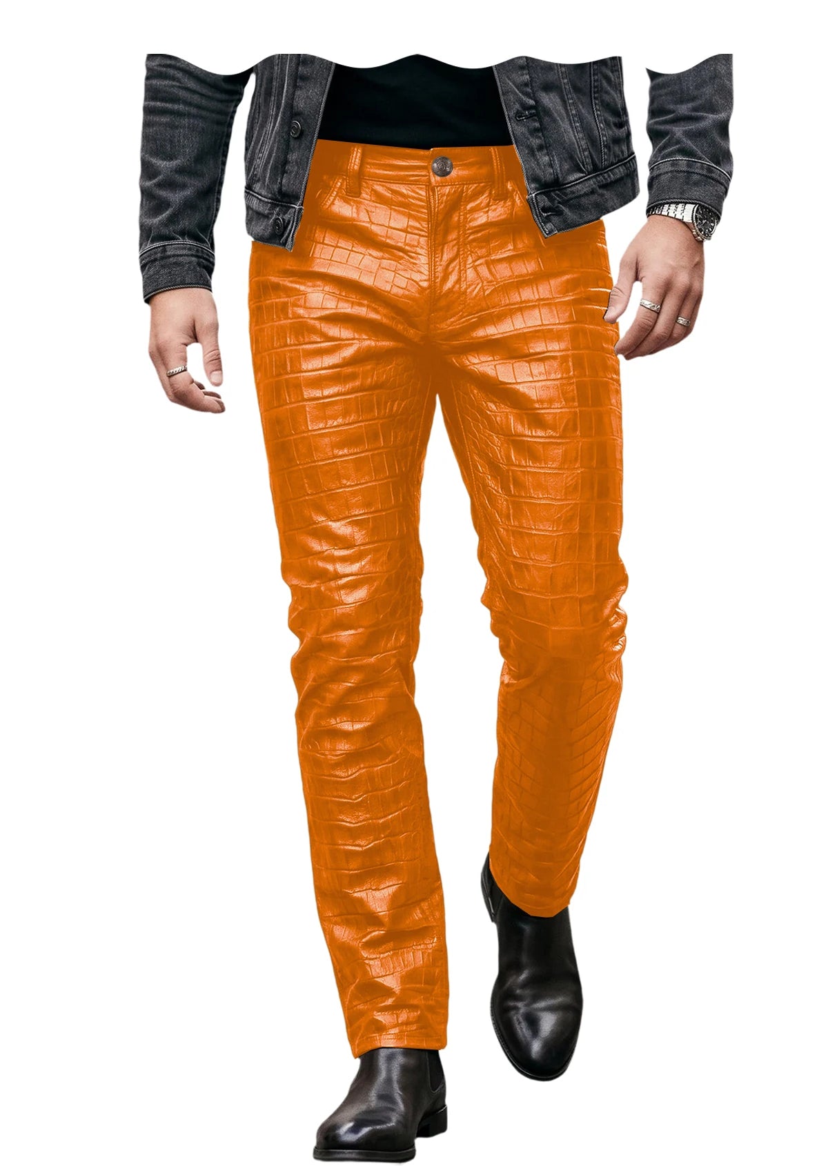 Pantalon effet cuir crocodile homme – CLEVI Paris