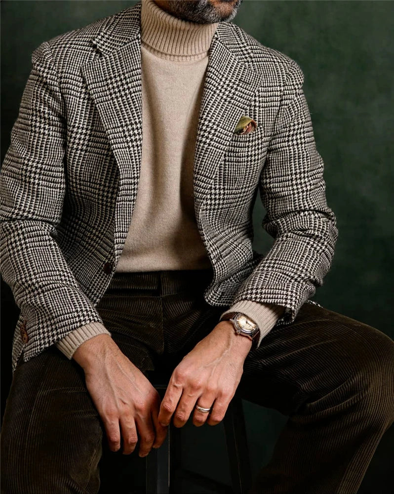 Blazer homme pied-de-poule, coupe ajustée – CLEVI Paris